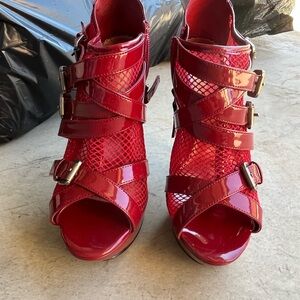 Red Gladiator Heels with Stiletto Design